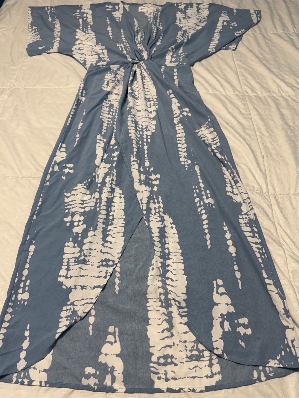 Lezat Light Blue & White Tie-Dye Maxi Dress size Large